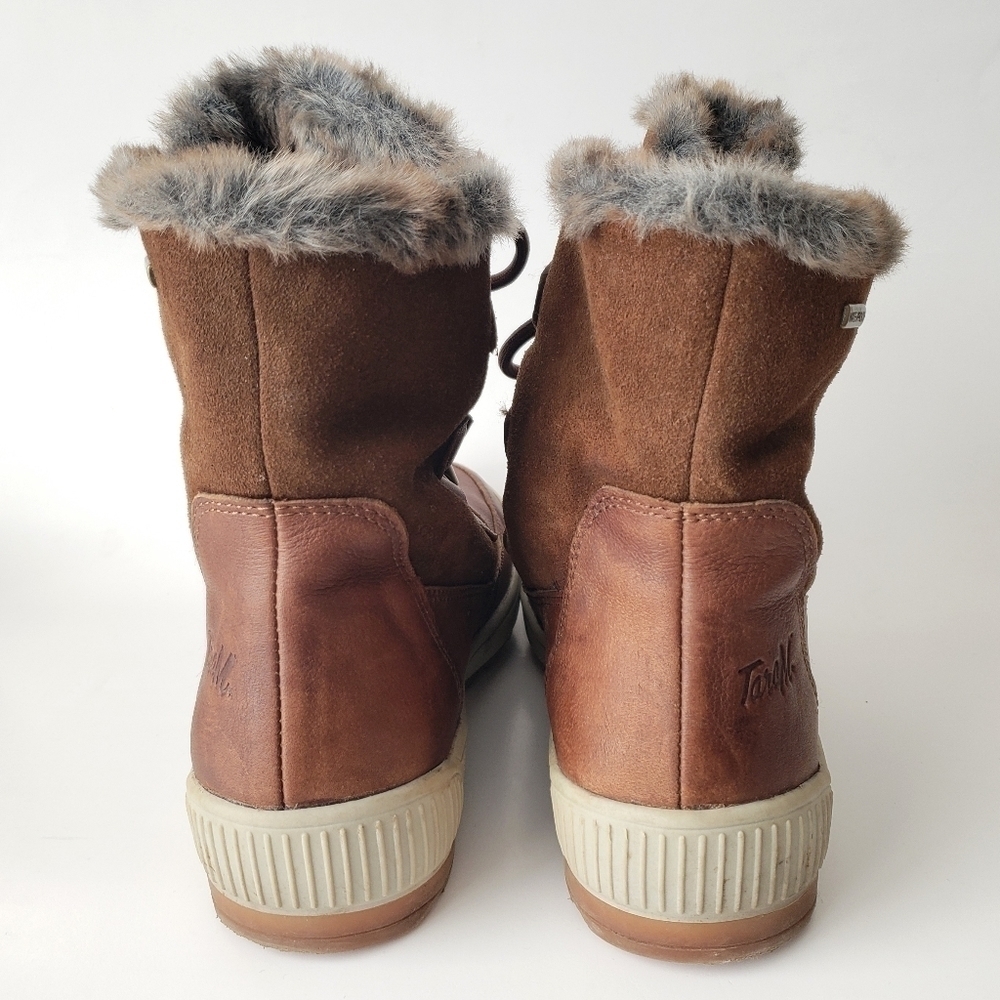 Tara M. Wilson Fur Lined Brown Leather Lace-up Boots Size 7 Waterproof - Picture 6 of 8